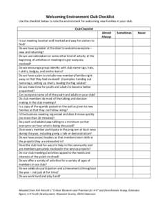 Microsoft Word - Welcoming Environment Club Checklist.docx