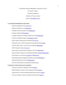 1 Acculturation Research Bibliography: Prepared June 2007 By Floyd W . Rudm in Psychology Departm ent University of Trom sø, Norway Contact: frudm in@ psyk.uit.no