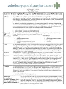 VETERINARY VOICE: Tips of the Trade Surgery – Brachycephalic Airway and GERD (Gastroesophageal Reflux Disease) Definition