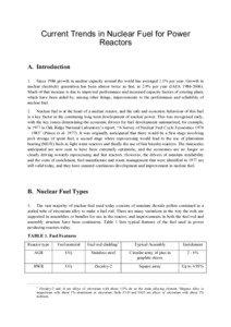 Current Trends in Nuclear Fuel for Power Reactors A. Introduction