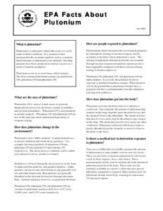 EPA Facts About Plutonium: July, 2002.