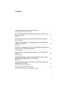 Contents  Changing Global Water Management Landscape . . . . . . . . . . . . . . . . . . . . . . Asit K. Biswas and Cecilia Tortajada  1