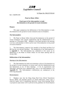 立法會 Legislative Council LC Paper No. CB[removed]Ref : CB2/PS/1/00 Panel on Home Affairs Final report of the Subcommittee to study