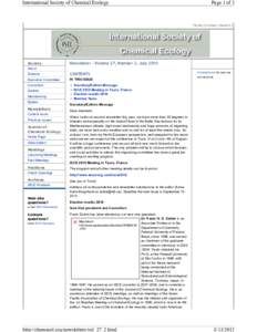 International Society of Chemical Ecology  Page 1 of 3 Home | Contact | Search |