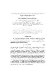 HOMOTOPY PERTURBATION METHOD FOR THE COUPLED FRACTIONAL LOTKA-VOLTERRA EQUATIONS ABDELOUAHAB KADEM1 , DUMITRU BALEANU2,3 1  M.F.N. Mathematics Department, University of Setif, 19000, Algeria,