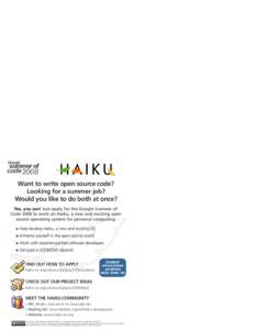 Haiku flyer for Google Summer of Code 2008