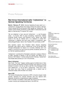 Press Release Red Arrow International sells “Lilyhammer” to German Speaking Territories Page 1