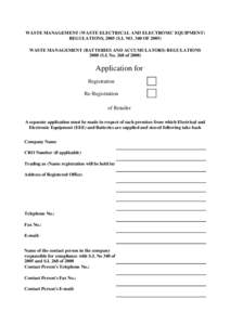 WASTE MANAGEMENT (WASTE ELECTRICAL AND ELECTRONIC EQUIPMENT) REGULATIONS, 2005 (S