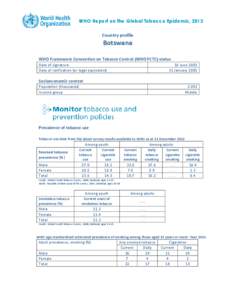 WHO Report on the Global Tobacco Epidemic, 2013 Country profile