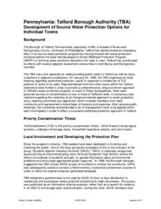 Pennsylvania: Telford - Development of Source Water Protection Options for Individual Towns