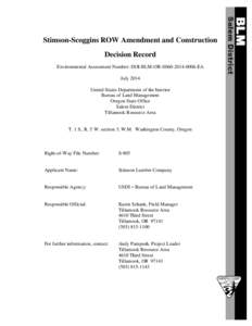 Stimson-Scoggins ROW Amendment and Construction