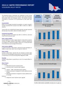 [removed]WATER PERFORMANCE REPORT GOULBURN VALLEY WATER The Essential Services Commission has published its tenth annual report on the performance of the Victorian urban water businesses that provide water and sewerage se