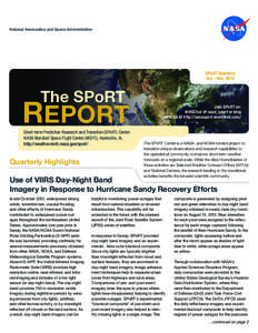 National Aeronautics and Space Administration  SPoRT Quarterly Oct. – Dec[removed]The SPoRT