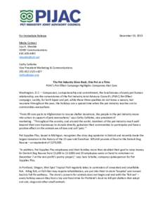 For Immediate Release  December 19, 2013 Media Contact Lisa A. Shenkle