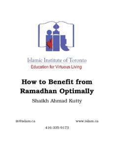 Microsoft Word - How to Benefit from Ramadhan Optimally by Shaikh Ahmad Kutty.doc