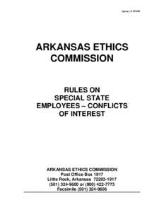 Agency # ARKANSAS ETHICS COMMISSION RULES ON SPECIAL STATE