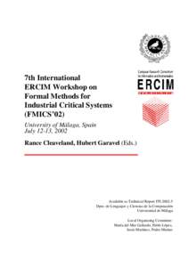 7th International  ERCIM Workshop  on Formal Methods  for Industrial Critical Systems