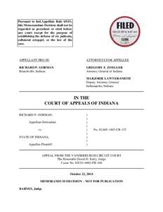 Pursuant to Ind.Appellate Rule 65(D), this Memorandum Decision shall not be regarded as precedent or cited before any court except for the purpose of establishing the defense of res judicata, collateral estoppel, or the 