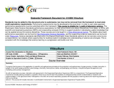 Statewide Framework Document for: Viticulture Standards may be added to this document prior to submission, but may not be removed from the framework to meet state credit equivalency requirements. Performance asses