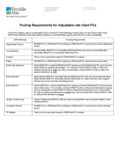 Pooling requirements Adjustable-rate Gold Giant PCs, March[removed]Freddie Mac