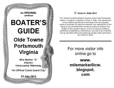 the ORIGINAL unofficial BOATER’S GUIDE Olde Towne