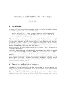 Repetitions of Words and the Thue-Morse sequence Carl D. Offner