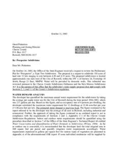 October 31, 2003  Grant Pinkerton Planning and Zoning Director Chaves County P.O. Box 1817