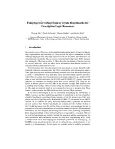 Using OpenStreetMap Data to Create Benchmarks for Description Logic Reasoners 1 ˇ Thomas Eiter1 , Patrik Schneider1 , Mantas Simkus , and Guohui Xiao2