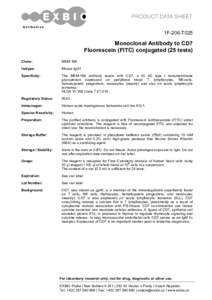 1F-206-T025  Monoclonal Antibody to CD7 Fluorescein (FITC) conjugated (25 tests) Clone: