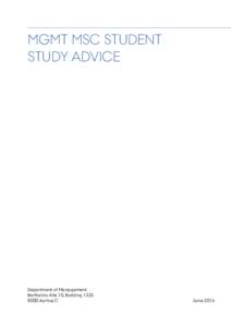 MGMT MSC STUDENT STUDY ADVICE Department of Management Bartholins Alle 10, BuildingAarhus C