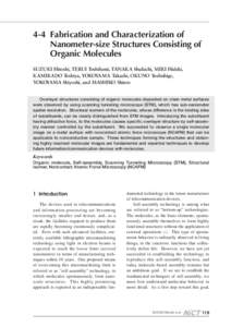 4-4 Fabrication and Characterization of Nanometer-size Structures Consisting of Organic Molecules SUZUKI Hitoshi, TERUI Toshifumi, TANAKA Shukichi, MIKI Hideki, KAMIKADO Toshiya, YOKOYAMA Takashi, OKUNO Yoshishige, YOKOY