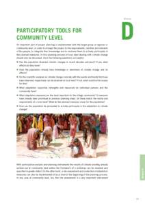 D Module Participatory tools for community level An important part of project planning is implemented with the target group at regional or