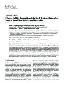 Primary Stability Recognition of the Newly Designed Cementless Femoral Stem Using Digital Signal Processing
