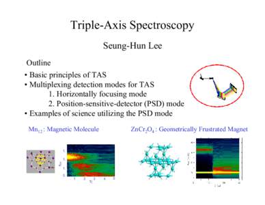 Triple-Axis Spectroscopy Seung-Hun Lee Outline • Basic principles of TAS • Multiplexing detection modes for TAS 1. Horizontally focusing mode