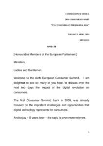 COMMISSIONER MIMICA[removed]CONSUMER SUMMIT “EU CONSUMERS IN THE DIGITAL ERA”