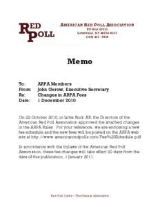 AMERICAN RED POLL ASSOCIATION PO BOX[removed]LOUISVILLE, KY[removed][removed]Memo