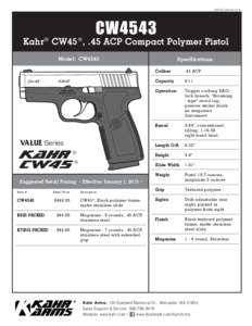 PDFSS-CW4543CW4543 Kahr ® CW45 ® , .45 ACP Compact Polymer Pistol Model: CW4543