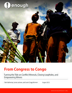 SASHA LEZHNEV/ENOUGH PROJECT  From Congress to Congo Turning the Tide on Conflict Minerals, Closing Loopholes, and Empowering Miners Fidel Bafilemba, Sasha Lezhnev, and Sarah Zingg Wimmer
