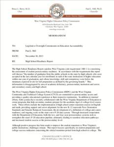 MEMORANDUM  TO: Legislative Oversight Commission on Education Accountability