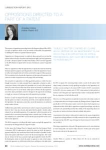 JURISDICTION REPORT: EPO  OPPOSITIONS DIRECTED TO A PART OF A PATENT Annelise Holme Holme Patent A/S