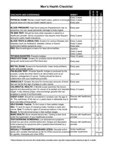 Cancer screening / Prostate cancer / Prostate / Polyp / Colorectal cancer / Testosterone / Rectal examination / Cancer / Breast cancer / Medicine / Rectum / Tumor markers