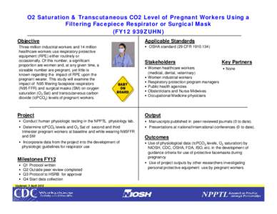 O2 Saturation & TranscutaneousCO2 Level of Pregnant Workers Using a Filtering FacepieceRespirator or Surgical Mask(FY12 939ZUHN)