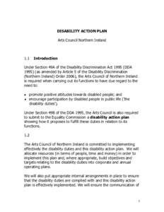 DISABILITY ACTION PLAN Arts Council Northern Ireland 1.1  Introduction