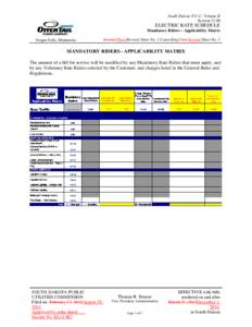 South Dakota P.U.C. Volume II Section[removed]ELECTRIC RATE SCHEDULE Mandatory Riders – Applicability Matrix Fergus Falls, Minnesota