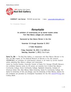 Media Release[removed]RDG Visiting Artist Series CONTACT: Jon Carver  PHONE: [removed]