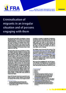 HELPING TO MAKE FUNDAMENTAL RIGHTS A REALITY FOR EVERYONE IN THE EUROPEAN UNION FREEDOMS  Criminalisation of