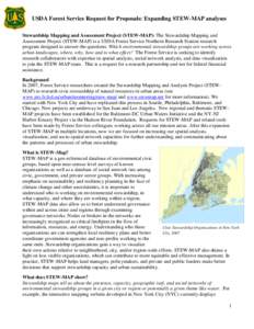 USDA Forest Service Request for Proposals: Expanding STEW-MAP analyses Stewardship Mapping and Assessment Project (STEW-MAP): The Stewardship Mapping and Assessment Project (STEW-MAP) is a USDA Forest Service Northern Re