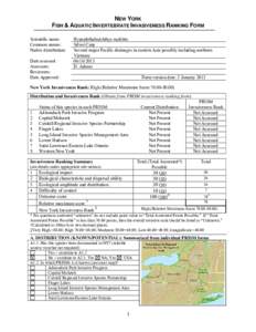 NEW YORK NON-NATIVE PLANT INVASIVENESS RANKING FORM