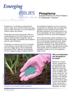 Phosphorus  Essential Nutrient Can Pose Problems for Wastewater Treatment  Phosphorus is a naturally occurring element,