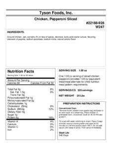 ZARTIC/Z-BIRD NUTRITIONAL INFORMATION SHEET